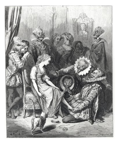 「シンデレラとガラスの靴」、「Les Contes de Perrault」のイラスト、Louis Henri Breviere（1797-1869）、J.Hetzel、1862年発行 作： Gustave Dore