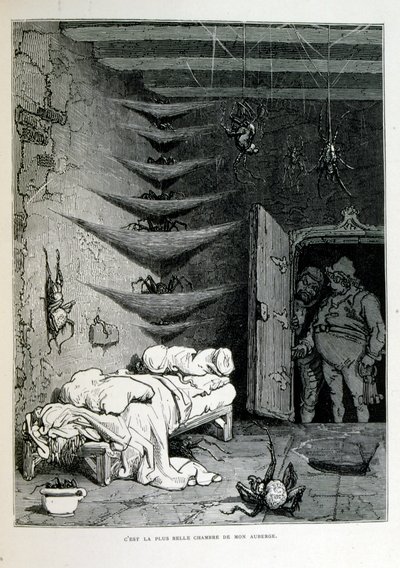 フランスの画家、版画家、挿絵画家であるギュスターヴ・ドーア（1832年～1883年）が1863年に描いた「クロック・ミテーヌ」。Croque-Mitaine（ブギーマン）とは、子供を怖がらせて賢くさせるために、子供に見せられる悪意のあるキャラクター。 作： Gustave Dore