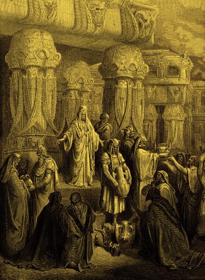 キュロスは神殿に器を修復します。- 聖書 作： Gustave Dore