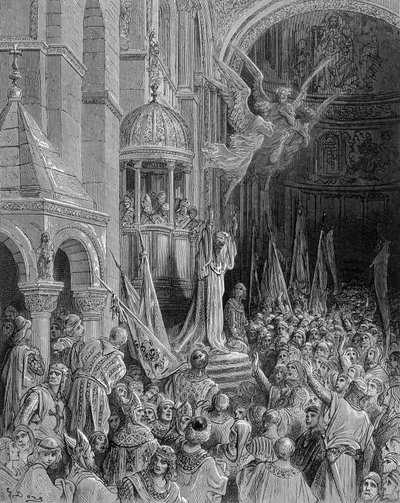 ヴェネツィアのサン・マルコ教会で十字軍を説くダンドロ - ギュスターヴ・ドレの版画 作： Gustave Dore