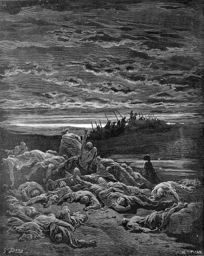 エルブバアルの息子たちの死 - 聖書 作： Gustave Dore