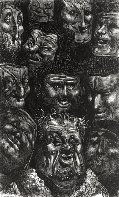 Predhommeによって彫刻されたHonore de Balzac（1799-1850）による「Les Contes Drolatiques」の11のグロテスクな顔 作： Gustave Dore