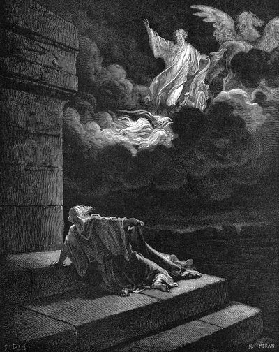 エリヤの火の車での昇天 作： Gustave Dore