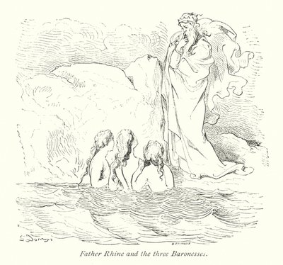 ライン神父と3人の男爵夫人（エングレーヴィング） 作： Gustave Dore