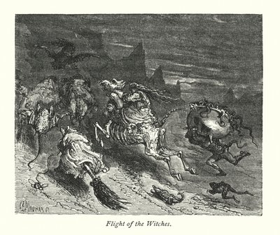 魔女の飛行（エングレーヴィング） 作： Gustave Dore