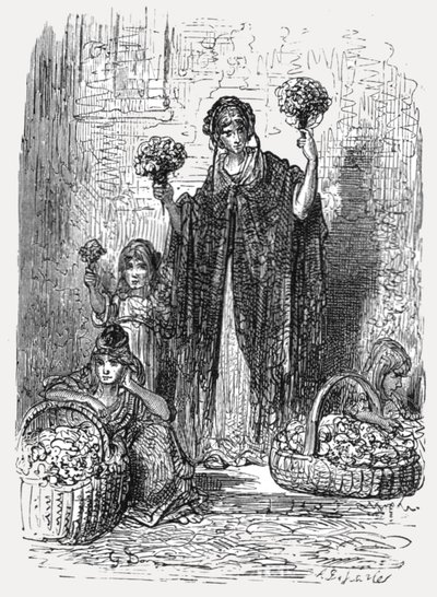 「フラワー ガールズ」、1872 年。 作： Gustave Dore