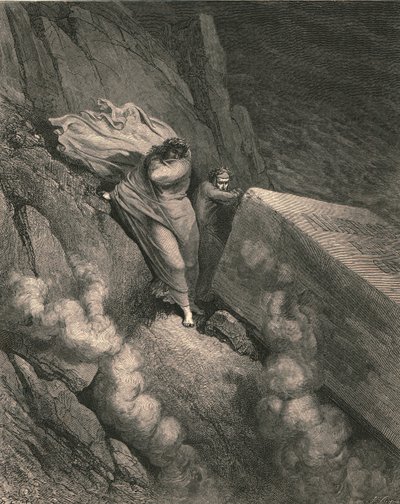 深遠な深淵から、偉大な記念碑の蓋の後ろに、私たちは引退しました、c1890。 作： Gustave Dore