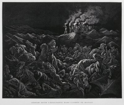 ギデオンは夜、ミディアン人を攻撃する。 作： Gustave Dore