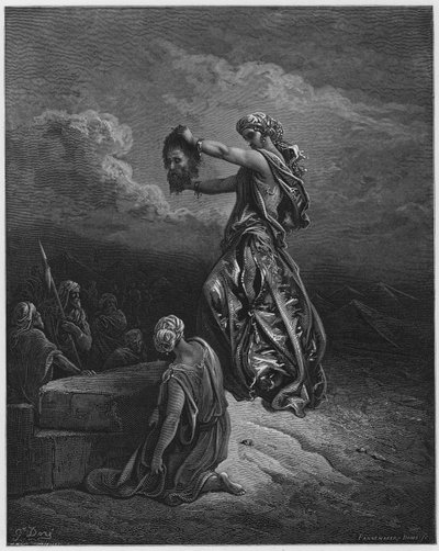 ギュスターヴドレバイブル：ホロフェルネスの首を見せているジュディス 作： Gustave Dore