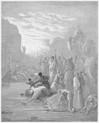 ギュスターヴドールバイブル：モーセがホレブの岩を打つ 作： Gustave Dore