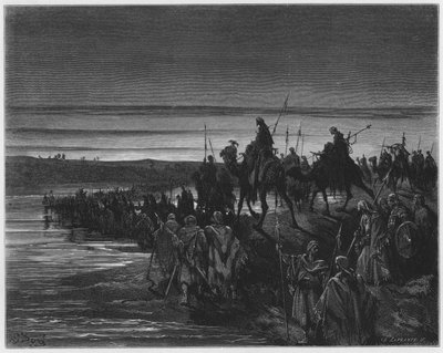 ギュスターヴドール聖書：ヨルダン川を渡るイスラエルの子供たち 作： Gustave Dore