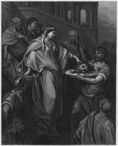 ギュスターヴドールバイブル：洗礼者ヨハネの頭を受け取ったヘロデの娘 作： Gustave Dore