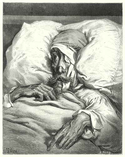 Gustave Dores Don Quixote: "Don Quixote, thus unhappily injured, was extremely sullen and melancholy" (engraving) 作： Gustave Dore
