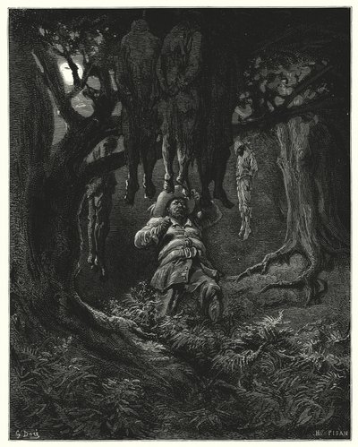 グスタフ・ドーレス ドン・キホーテ「彼はドン・キホーテに助けを求めた」（エングレーヴィング 作： Gustave Dore