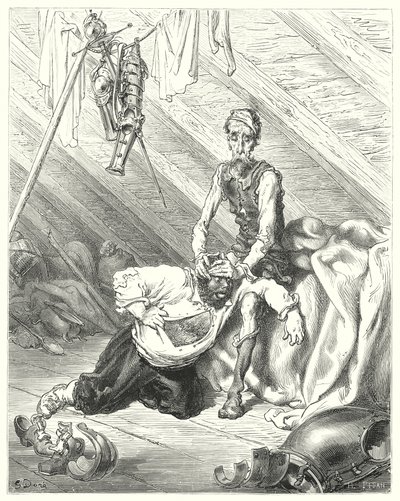 Gustave Dores Don Quixote: "He verily believed his last hour was come" (e.g. engraving) 作： Gustave Dore