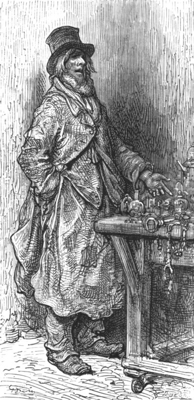 「ハードウェア ディーラー - ニュー カット マーケット」、1872 年。 作： Gustave Dore