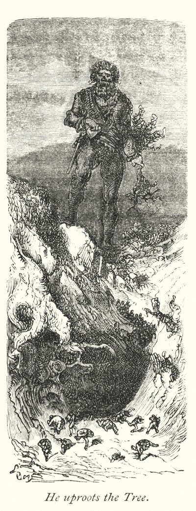 彼は木を根こそぎにする（エングレーヴィング） 作： Gustave Dore