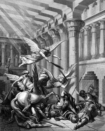 エルサレムの神殿から財宝を奪おうとするヘリオドロス、1865～1866 年 作： Gustave Dore