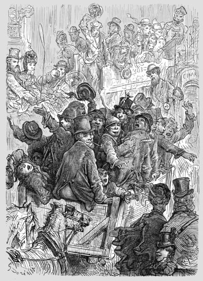 「ハンプトン コート レースからの帰宅」、1872 年。 作： Gustave Dore