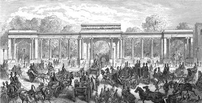 「ハイド パーク コーナー - ピカデリー エントランス」、1872 年。 作： Gustave Dore