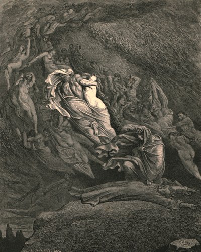 私は思いやりの失神を通して、死からそう遠くないようでした、c1890。 作： Gustave Dore