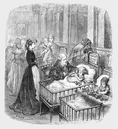 「幼児入院患者」、1872年。 作： Gustave Dore