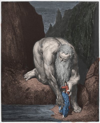 インフェルノ、カント31：巨大なアンテウス 作： Gustave Dore