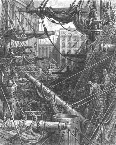 「ドックの内側」、1872年。 作： Gustave Dore