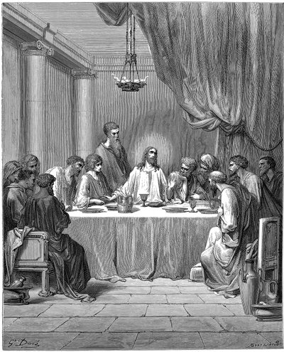 最後の晩餐、1866年のイエスとその弟子たち 作： Gustave Dore