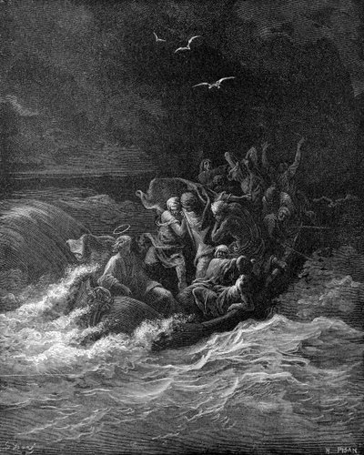 嵐を鎮めるイエス 作： Gustave Dore