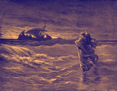 海の上を歩くイエス-聖書 作： Gustave Dore