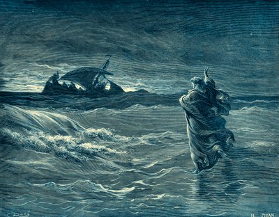 海の上を歩くイエス - 聖書 作： Gustave Dore
