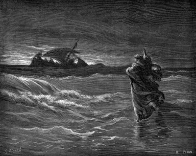 水の上を歩くイエス 作： Gustave Dore