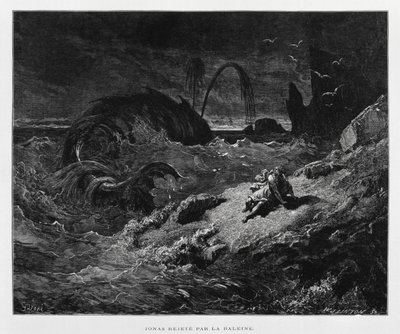 クジラによって陸に打ち上げられたヨナ（ドーレ聖書より 作： Gustave Dore