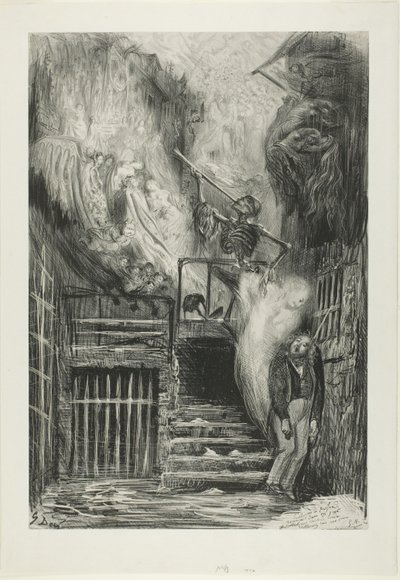古いランタンの通り: ジェラール・ド・ネルヴァルの自殺 作： Gustave Dore