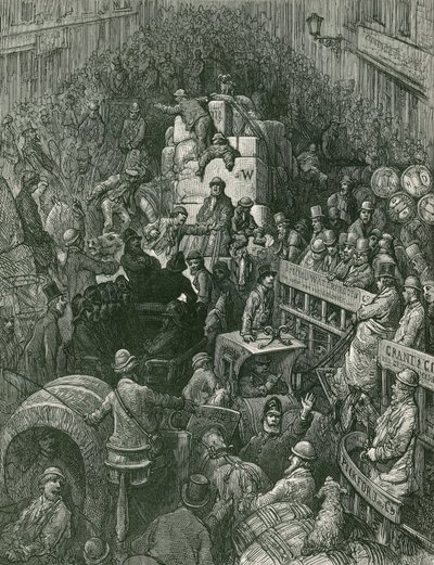ロンドンのストリートシーン 作： Gustave Dore