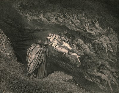 愛は私たちを死に至らせました：カイナは私たちの人生を分割した魂を待っています、c1890。 作： Gustave Dore