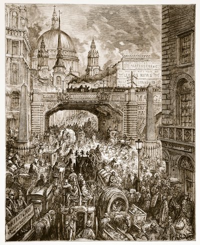 ウィリアムブランチャードジェロルド（1826-94）のパブによって書かれた「ロンドン、巡礼」からのルートゲートヒル。 1872 作： Gustave Dore