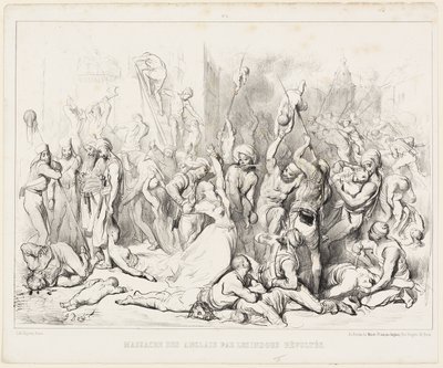 反抗的なヒンズー教徒によるイギリス人の虐殺 作： Gustave Dore