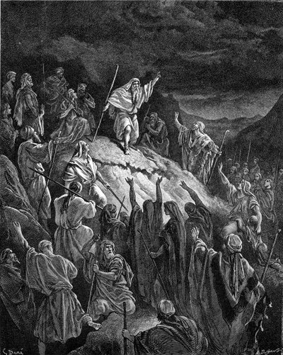 マタティアス、ユダヤ人難民に訴える - 聖書 作： Gustave Dore