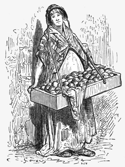 「オレンジ色の女性」、1872 年。 作： Gustave Dore