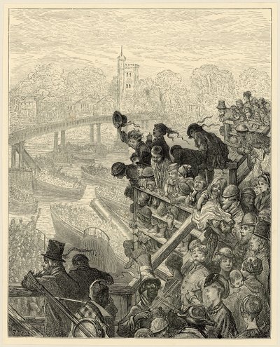 オックスフォードとケンブリッジのボートレース、パトニー 作： Gustave Dore