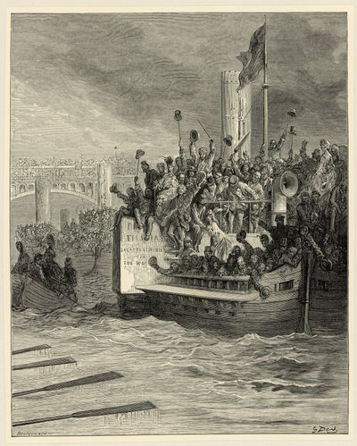 オックスフォードとケンブリッジのボートレース、パトニー 作： Gustave Dore
