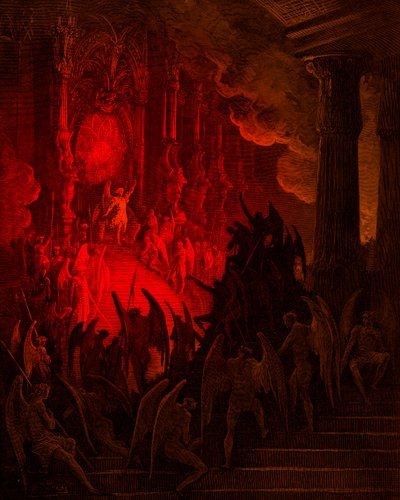 失楽園。ギュスターヴ・ドレの版画「評議会のサタン 作： Gustave Dore