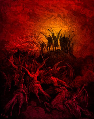 失楽園。反逆の天使たち。ドレ著 作： Gustave Dore