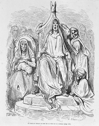 ドレによる「恐怖」の擬人化とその家族 作： Gustave Dore