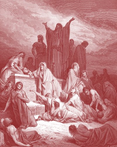 エルサレムの疫病、ドレのエングレーヴィング。- 聖書 作： Gustave Dore