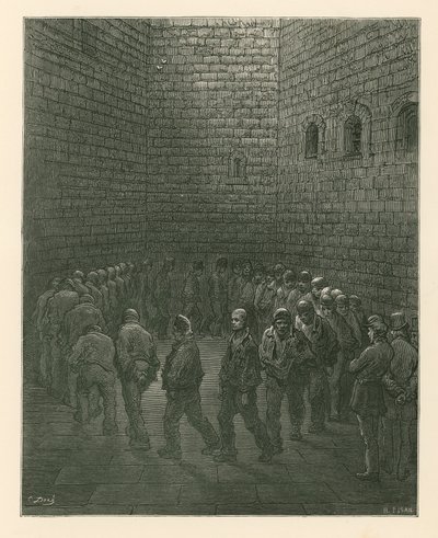 ニューゲート刑務所の運動場の囚人 作： Gustave Dore