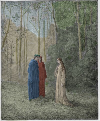 煉獄、カント5：ダンテはピアデトロメイと話す 作： Gustave Dore