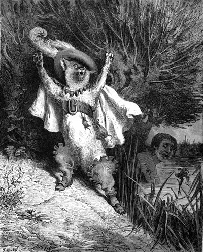 長靴をはいた猫、ギュスターヴ・ドレの版画。 作： Gustave Dore